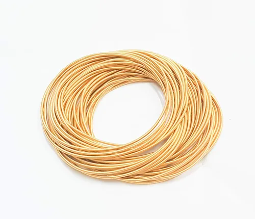Vista 2 de Gold Guitar String Coil Bracelets Stack Stainless Steel Set Layered Thin