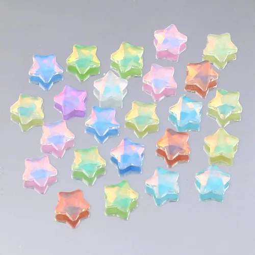 Vista 3 de 50 dijes de uñas Kawaii de estrella moca de 0.236 pulgadas para uñas, mini estrellas 3D, diamantes de imitación de uñas con parte trasera plana
