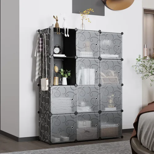Vista 2 de C&AHOME Organizador de almacenamiento de 12 cubos con puerta, estante