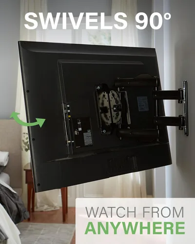 Vista 6 de SANUS Soporte de pared para TV de movimiento completo para pantallas de 19 a 40 pulgadas, diseño de un solo perno inclinado, gira y se extiende