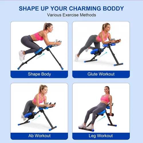 Vista 12 de Máquina de abdominales para gimnasio en casa, máquina de entrenamiento abdominal ajustable con 2 ajustes de inclinación y 5 niveles de altura