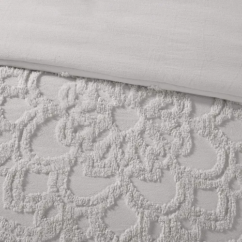 Vista 9 de Madison Park Laetitia - Juego de edredón 100 % algodón, diseño de medallón copetudo de felpilla para todas las estaciones, ropa de cama acogedora