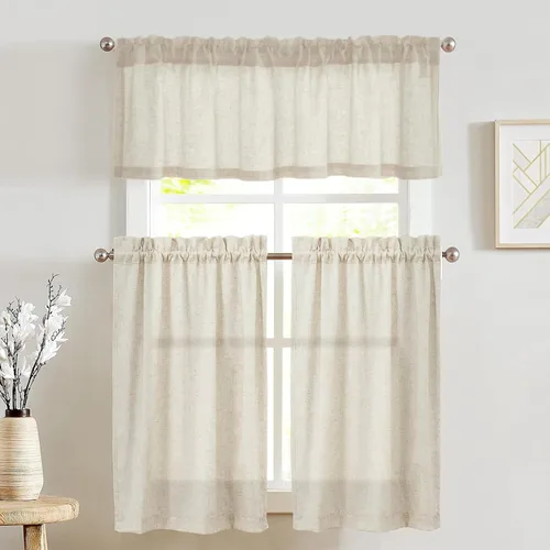 Vista 12 de Jinchan - Cortinas plisadas de 26 x 36 pulgadas, 2 paneles de lino crudo Pellizco plisado crudo