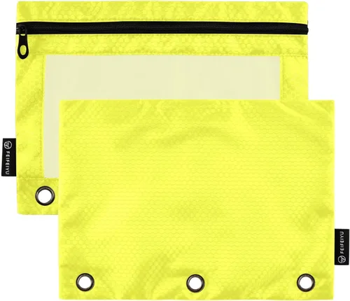 Vista 13 de Estuche negro de 3 anillas para lápices, paquete de 2 unidades, impermeable, de plástico transparente, con cremallera, organizador de documentos