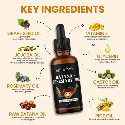 Vista 4 de Aceite de batana para el crecimiento del cabello con ricino de romero, 100% puro, orgánico, prensado en frío, sin refinar de Honduras por Dr. Sebi