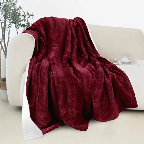 Vista 36 de Elegant Comfort - Manta reversible y ultra suave de franela con forro polar - Manta de sherpa navideña de invierno - Ligera, suave y acogedora