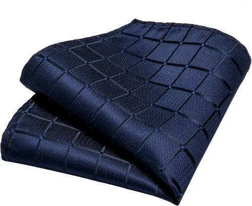 Vista 5 de DiBanGu Corbata de seda a cuadros para hombre corbata y bolsillo juego de gemelos cuadrados de corbata para boda negocios