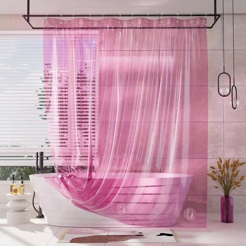 Vista 13 de AmazerBath Forro de cortina de ducha, 100% EVA, suave ámbar transparente, resistente, cortina de ducha y forro 2 en 1, 72 x 72 pulgadas, forro