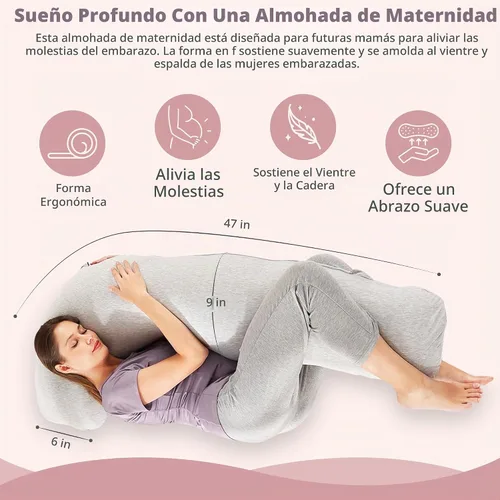 Vista 3 de Zomee Almohada de embarazo cómoda – Almohada de maternidad en forma de J para dormir de lado y lactancia, apoyo acogedor para cuello, cabeza