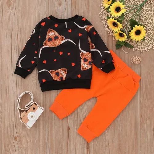 Vista 2 de TBUIALL Toddler Kids Baby Boys Girls Valentine's Day Outfits Letter Print Round Neck Long Sleeve Sweatshirts Baby Girl