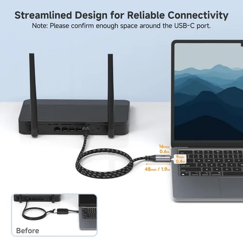 Vista 3 de Cable Matters Cable USB C a Ethernet trenzado Plug & Play - 3 pies, cable Ethernet Gigabit a USB C, compatible con Thunderbolt 4/5, ideal