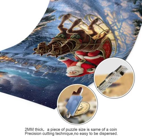 Vista 3 de Christmas Santa Claus Jigsaw Puzzles 500 Pieces for Adults with Mesh Storage Bag 2011938