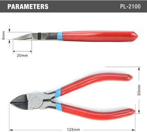 Vista 3 de iCrimp PL2100 - Cortador diagonal, alicates de corte lateral de 5 pulgadas, alicates electrónicos con punta para terminales enrollados, cables