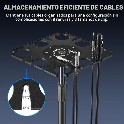 Vista 6 de Phenyx Pro MA-H1 Soporte para Múltiples Micrófonos de 8 Ranuras, Organizador y Exhibidor de Micrófono de Mano Alámbrico e Inalámbrico, Colgador