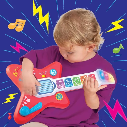 Vista 3 de HAP-P-KID Guitarra mágica táctil, juguete musical iluminado para niños pequeños con control de volumen, instrumento musical con sensor táctil