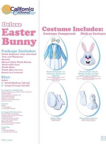 Vista 5 de California Costumes Disfraz de conejo de Pascua de lujo para hombre