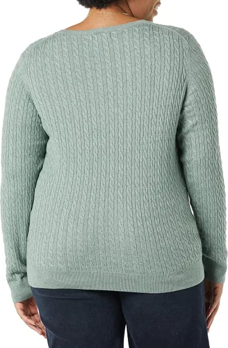 Vista 5 de Tienda Essentials - Suéter ligero de punto trenzado de manga larga con cuello redondo para mujer
