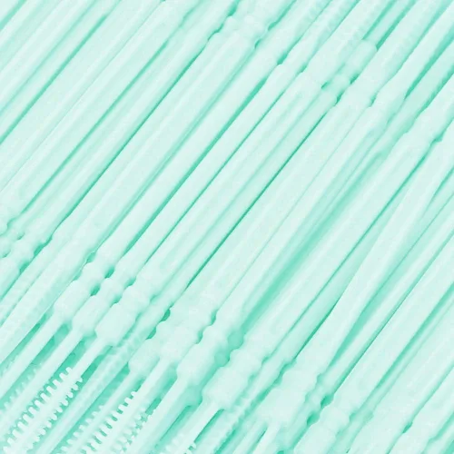 Vista 3 de 200Pcs Double Head Plastic Toothpick, Soft Tooth Floss Picks Interdental Brush Flosser Sticks Oral Brush Cleaning Tool (Green)