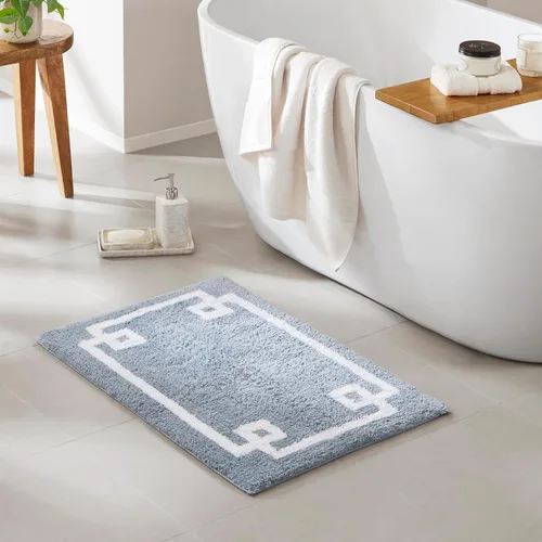 Vista 3 de Madison Park Evan Alfombra de Baño 100% Algodón con Respaldo Antideslizante - Tapete de Baño de Felpa Copetuda Lujoso, Absorbente, Secado Rápido
