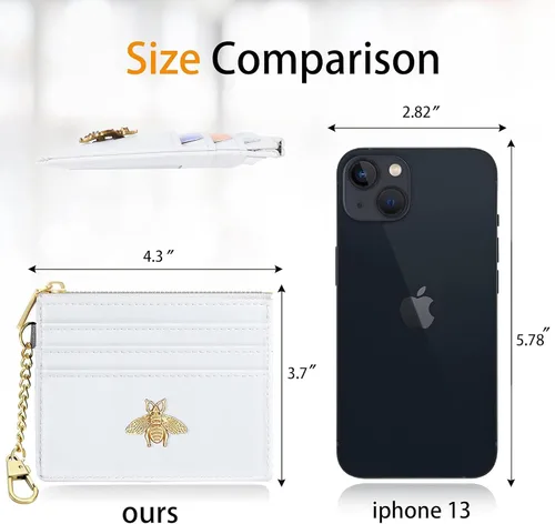 Vista 74 de SEAVILIA Tarjetero llavero cartera para mujer con ventana de identificación RFID monedero regalo abeja delgada minimalista pequeña cartera