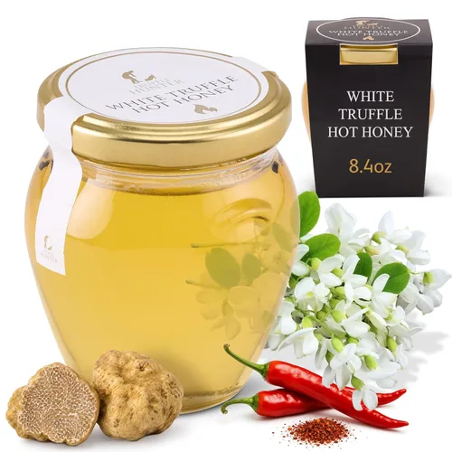Vista 11 de TruffleHunter - Condimento de miel de acacia con trufa blanca, 4.23 onzas Fabricado con trufas blancas, miel de acacia, kosher, vegetariana, dulce