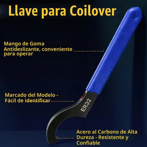 Vista 5 de Juego de 4 Piezas de Llaves Universales para Coilover, Llaves de Amortiguador Ajustables para Ajustes de Coilover de la Mayoría de Automóviles y Azul