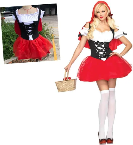 Vista 3 de CHILDWEET Traje de cosplay con velo, disfraz rojo, disfraz de Aldult Cosplay