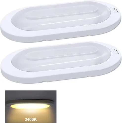 Vista 9 de Facon - Juego de 2 accesorios de luz LED para RV de 12 V, luz de techo con interruptor - DDS01-008, luz interior de 12 voltios para autocaravanas