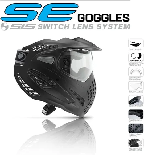 Vista 2 de Dye SE - Gafas térmicas de paintball – Lente antivaho de doble panel, ajuste cómodo, máscara duradera con correa segura – Negro/Talla única
