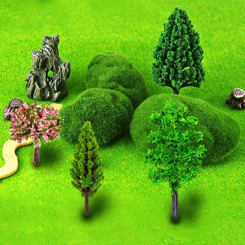 Vista 6 de 70 piezas de árboles falsos en miniatura mixtos para maquetas de trenes en miniatura Paisaje artificial para juegos de guerra Maquetas de árboles