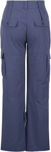 Vista 4 de Pantalones cargo para mujer con bolsillos, cintura elástica con botones, pantalones sueltos de moda para descansar