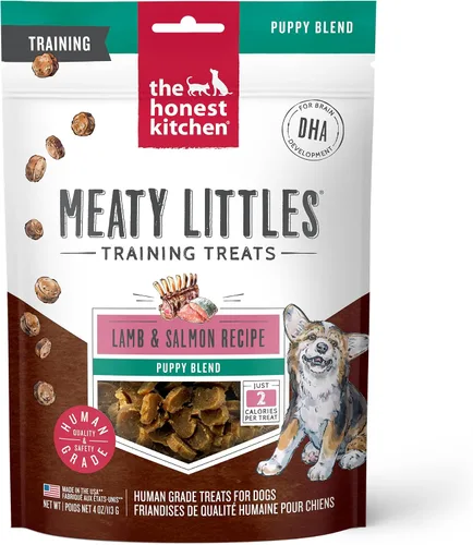 Vista 9 de The Honest Kitchen Meaty Littles - Golosinas para perros, receta de carne de res y salmón, hechas con ingredientes de grado humano, golosinas