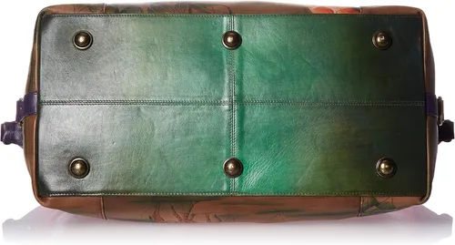 Vista 4 de Anna by Anuschka Bolso de viaje grande de cuero pintado a mano para mujer - Serengeti Sunset
