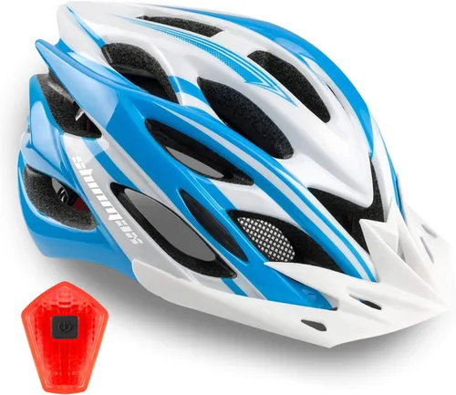 Vista 11 de Casco de bicicleta para hombre y mujer, casco de bicicleta Shinmax con luz trasera y visera desmontable
