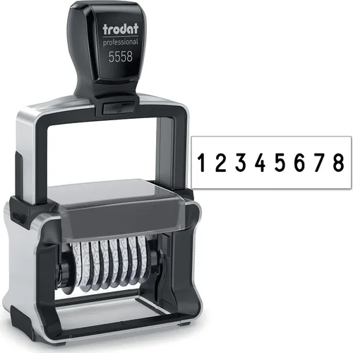 Vista 6 de Rubber Stamp Creation Numerador resistente, sello de numeración autoentintado de 8 dígitos, altura de carácter de 0.197 in Rojo