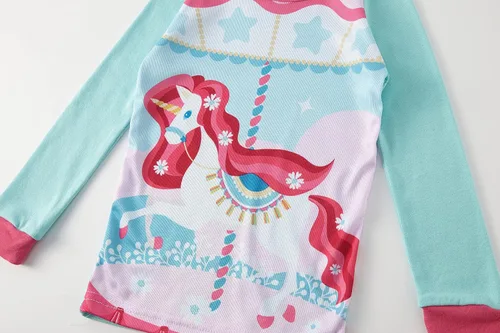 Vista 3 de AmberEft Pajamas for Girls 4-Piece PJs Cotton Pyjama Sets Sleepwear 2-12 Years