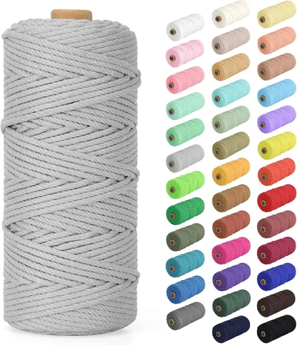 Vista 47 de Cuerda de macramé de 0.079 in x 220 yardas (656 pies), cuerda de algodón natural para colgar en la pared, ganchos de plantas, manualidades Verde