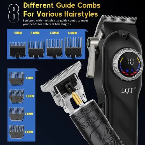 Vista 3 de Cortapelos para hombres sin cables, kit de aseo de 4 piezas con pantalla LED, regalo para él, incluye cortadoras, recortadora, afeitadora