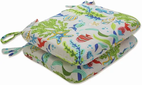 Vista 9 de Pillow Perfect Cojín para silla de esquina redonda azul Coral Bay para exteriores/interiores