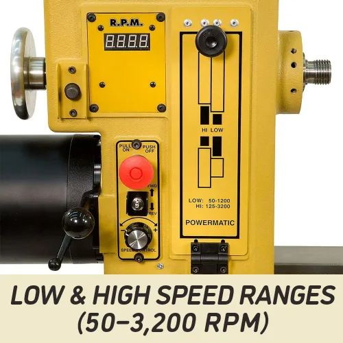 Vista 12 de Powermatic Torno de carpintería de velocidad variable de 20 x 20 pulgadas, máquina de torneado de madera reversible, 2 HP, 220 V 1 Ph (2020B)