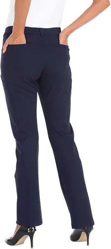 Vista 6 de HDE Pantalones de yoga para mujer, pierna recta, pantalones de meter con 8 bolsillos