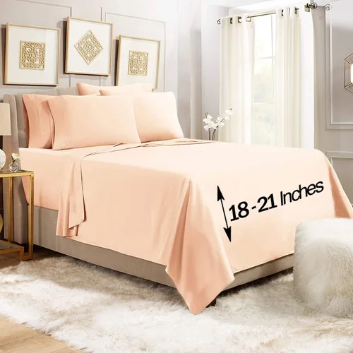 Vista 42 de Empyrean - Juego de 4 sábanas bajeras de bolsillo extra profundo de 110 GSM, juego de 4 sábanas de bolsillo extra profundo de 110 GSM, sábanas