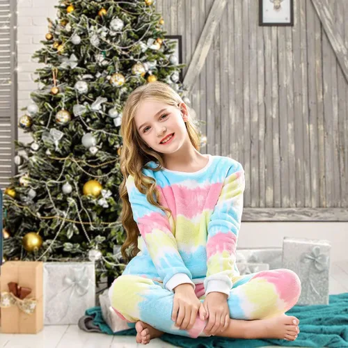 Vista 2 de V.&GRIN Pijama de forro polar para niños y niñas, suave y acogedor conjunto de sudadera y pantalones para niños de 7 a 16 años