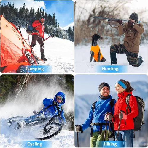 Vista 4 de Suhine 2 pares de guantes calentados y calcetines para manos y pies para hombres y mujeres, guantes con batería recargable, guantes de invierno