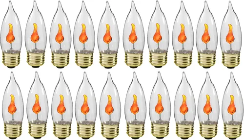 Vista 4 de Creative Hobbies® Bombilla de llama parpadeante de 3 W, en forma de llama, brillo naranja parpadeante para un ambiente único, base estándar E26