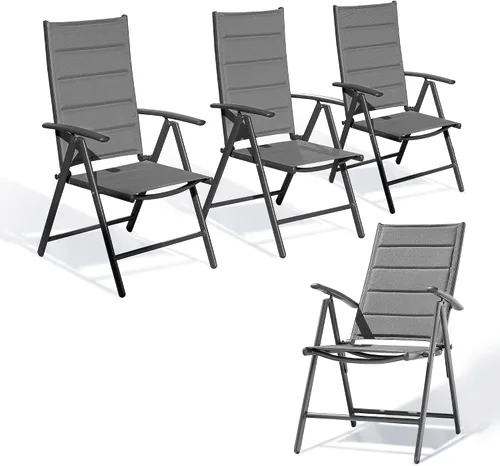 Vista 11 de PURPLE LEAF Juego de 2 sillas plegables para patio al aire libre, sillas de camping reclinables al aire libre con asiento acolchado de algodón