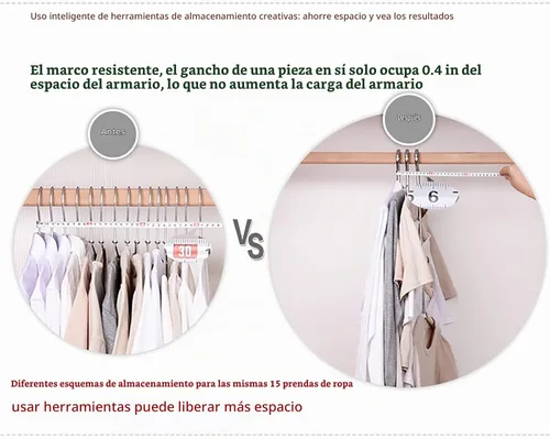 Vista 3 de Perchas de ropa multicapa para blusas, árboles, paquete de 3 perchas 5 en 1 antideslizantes para ahorrar espacio de acero inoxidable para colgar