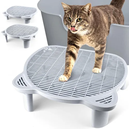 Vista 9 de Escalón para caja de arena, escalón para gatos, rampa, atrapador con función de filtro, fácil de limpiar, ideal para gatitos y gatos ancianos (negro)