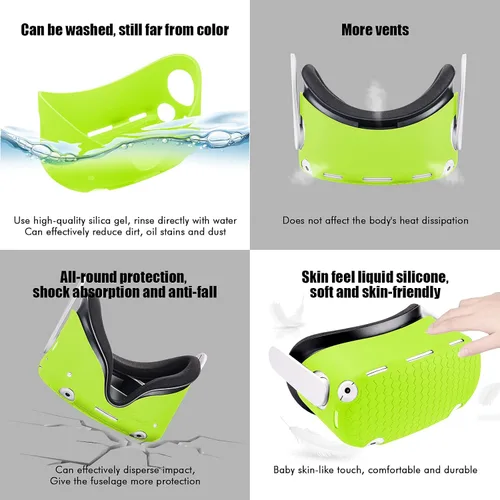 Vista 5 de for Oculus Quest 2 Accessories, Quest 2 VR Silicone face Cover, VR Shell Cover,Quest 2 Touch Controller Grip Cover,Protective Lens Cover,Disposable