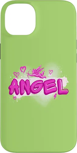 Vista 15 de iPhone 16 Angel y2k Aesthetic 2000s Millennial Nostalgia Pink Graffiti Case